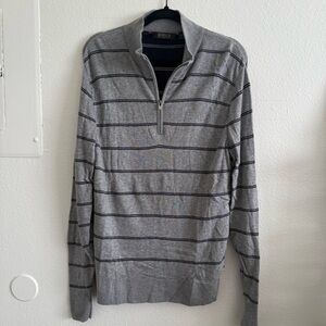 Bobby Jones Gray and Black Striped Zip-Up Men’s Sweater